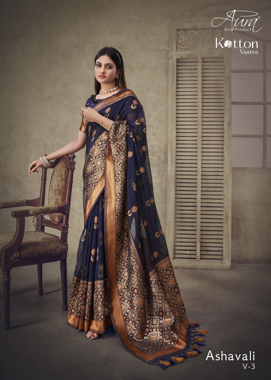 Aura Ashavali Vol 3 Heavy Festive Wear Wholesale Cotton Designer Sarees
